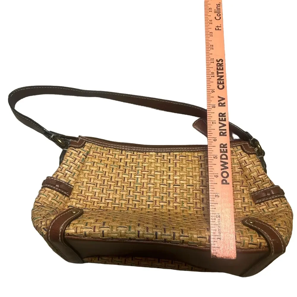 Fossil Neutral Tan and Brown Woven Handbag